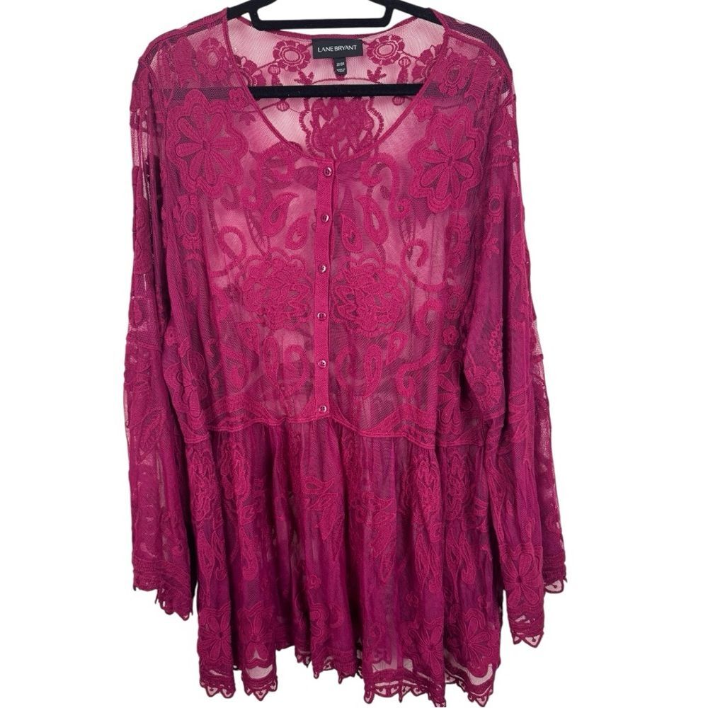 Lane Bryant | Embroidered Sheer Babydoll Top sz 22/24